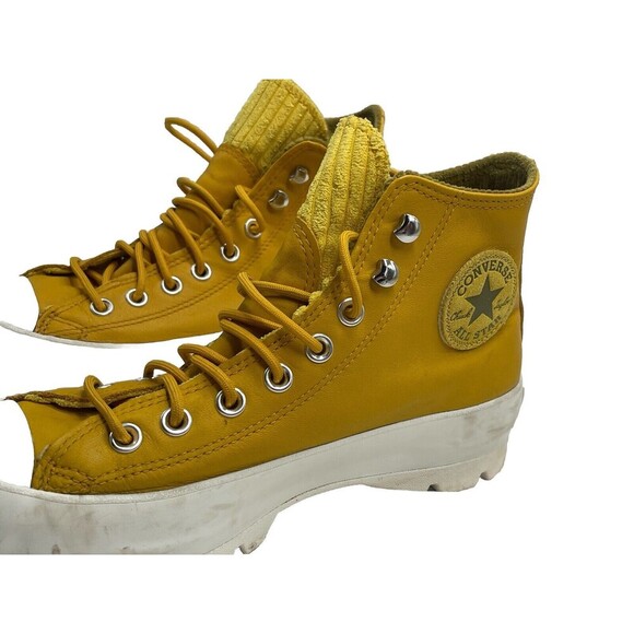 Converse Chuck Taylor All Star High Top Leather Lugged Boots Gold Dart Size 9 - Picture 4 of 16
